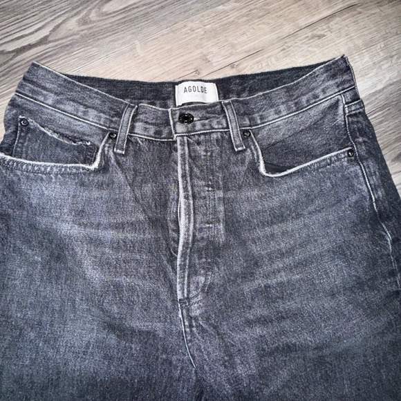 Agolde Fran Relaxed Straight Leg Jeans Womens 27 Black High Rise Button Flyy - Picture 3 of 8